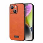 For iPhone 15 Plus SULADA Shockproof TPU Hybrid Handmade Leather Phone Case(Orange) - 1