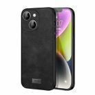 For iPhone 15 SULADA Shockproof TPU Hybrid Handmade Leather Phone Case(Black) - 1