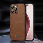 For iPhone 16 Pro Max SULADA Shockproof TPU Hybrid Handmade Leather Phone Case(Brown) - 1