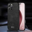 For iPhone 16 Pro Max SULADA Shockproof TPU Hybrid Handmade Leather Phone Case(Black) - 1