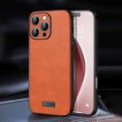 For iPhone 16 Pro Max SULADA Shockproof TPU Hybrid Handmade Leather Phone Case(Orange) - 1