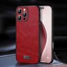 For iPhone 16 Pro Max SULADA Shockproof TPU Hybrid Handmade Leather Phone Case(Red) - 1