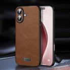 For iPhone 16 Plus SULADA Shockproof TPU Hybrid Handmade Leather Phone Case(Brown) - 1