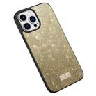 For iPhone 15 Pro SULADA Glittery PC + TPU + Handmade Leather Phone Case(Gold) - 1