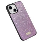 For iPhone 15 Plus SULADA Glittery PC + TPU + Handmade Leather Phone Case(Purple) - 1