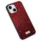 For iPhone 15 SULADA Glittery PC Hybrid TPU Handmade Leather Phone Case(Red) - 1