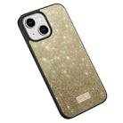 For iPhone 15 SULADA Glittery PC + TPU + Handmade Leather Phone Case(Gold) - 1