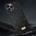 For iPhone 16 Pro Max SULADA Glittery PC Hybrid TPU Handmade Leather Phone Case(Black) - 1