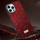 For iPhone 16 Pro Max SULADA Glittery PC Hybrid TPU Handmade Leather Phone Case(Red) - 1