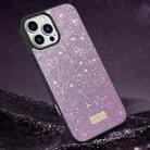 For iPhone 16 Pro Max SULADA Glittery PC Hybrid TPU Handmade Leather Phone Case(Purple) - 1