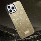 For iPhone 16 Pro Max SULADA Glittery PC Hybrid TPU Handmade Leather Phone Case(Gold) - 1