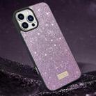 For iPhone 16 Pro SULADA Glittery PC Hybrid TPU Handmade Leather Phone Case(Purple) - 1