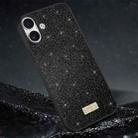 For iPhone 16 Plus SULADA Glittery PC Hybrid TPU Handmade Leather Phone Case(Black) - 1