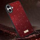 For iPhone 16 Plus SULADA Glittery PC Hybrid TPU Handmade Leather Phone Case(Red) - 1