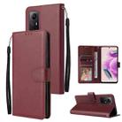 For Xiaomi Redmi Note 12S 3-Card Slots Multifunctional Leather Phone Case(Wine Red) - 1