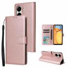 For Xiaomi Redmi 13C 4G 3-Card Slots Multifunctional Leather Phone Case(Rose Gold) - 1