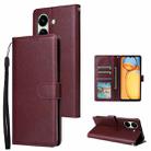 For Xiaomi Redmi 13C 4G 3-Card Slots Multifunctional Leather Phone Case(Wine Red) - 1