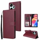 For Infinix Hot 30 3 Card Slots Multifunctional Leather Phone Case(Wine Red) - 1