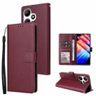 For Infinix Hot 30i 3 Card Slots Multifunctional Leather Phone Case(Wine Red) - 1