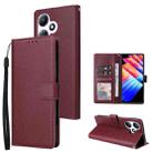 For Infinix Hot 30 Play 3 Card Slots Multifunctional Leather Phone Case(Wine Red) - 1