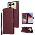 For Infinix Note 40 Pro 5G / 4G / 40 Pro+ 5G 3 Card Slots Multifunctional Leather Phone Case(Wine Red) - 1