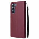 For Infinix Hot 50 4G 3-Card Slots Multifunctional Leather Phone Case(Wine Red) - 3