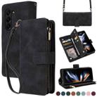 For Samsung Galaxy Z Fold5 5G Crossbody Multi-card Slot Wallet Zipper Leather Phone Case(Black) - 1