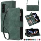 For Samsung Galaxy Z Fold5 5G Crossbody Multi-card Slot Wallet Zipper Leather Phone Case(Green) - 1