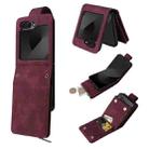 For Samsung Galaxy Z Flip6 5G Crossbody Multi-card Slot Wallet Zipper Leather Phone Case(Wine Red) - 1