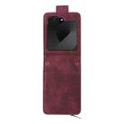 For Samsung Galaxy Z Flip6 5G Crossbody Multi-card Slot Wallet Zipper Leather Phone Case(Wine Red) - 2