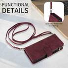 For Samsung Galaxy Z Fold6 5G Crossbody Multi-card Slot Wallet Zipper Leather Phone Case(Wine Red) - 3