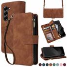 For Samsung Galaxy Z Fold6 5G Crossbody Multi-card Slot Wallet Zipper Leather Phone Case(Brown) - 1