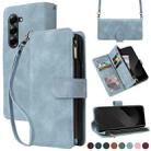 For Samsung Galaxy Z Fold6 5G Crossbody Multi-card Slot Wallet Zipper Leather Phone Case(Light Blue) - 1