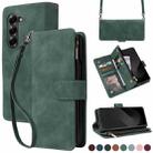 For Samsung Galaxy Z Fold6 5G Crossbody Multi-card Slot Wallet Zipper Leather Phone Case(Green) - 1