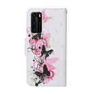 For Huawei P40 Colored Drawing Pattern Horizontal Flip Leather Case with Holder & Card Slots & Wallet(Four Butterfly) - 3