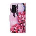 For Huawei P40 Colored Drawing Pattern Horizontal Flip Leather Case with Holder & Card Slots & Wallet(Red Flower Butterfly) - 3