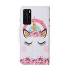 For Huawei P40 Colored Drawing Pattern Horizontal Flip Leather Case with Holder & Card Slots & Wallet(Crown Unicorn) - 3