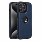 For iPhone 15 Pro Max Leather Texture Stitching Phone Case(Blue) - 1