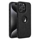 For iPhone 15 Pro Leather Texture Stitching Phone Case(Black) - 1