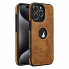 For iPhone 15 Pro Leather Texture Stitching Phone Case(Brown) - 1