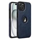 For iPhone 15 Plus Leather Texture Stitching Phone Case(Blue) - 1
