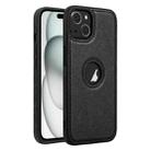 For iPhone 15 Leather Texture Stitching Phone Case(Black) - 1