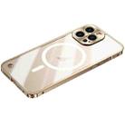 For iPhone 15 Pro Max Metal Frame Frosted PC Shockproof MagSafe Case(Gold) - 1