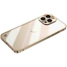 For iPhone 15 Pro Max Metal Frame Frosted PC Shockproof Phone Case(Gold) - 1