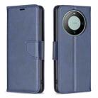 For Huawei Mate 60 Lambskin Texture Pure Color Flip Leather Phone Case(Blue) - 1