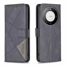 For Huawei Mate 60 Pro/Mate 60 Pro+ Magnetic Buckle Rhombus Texture Leather Phone Case(Black) - 1