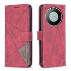 For Huawei Mate 60 Magnetic Buckle Rhombus Texture Leather Phone Case(Red) - 1