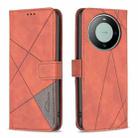 For Huawei Mate 60 Magnetic Buckle Rhombus Texture Leather Phone Case(Brown) - 1