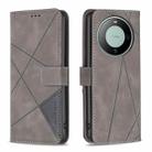 For Huawei Mate 60 Magnetic Buckle Rhombus Texture Leather Phone Case(Grey) - 1