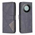 For Huawei Mate 60 Magnetic Buckle Rhombus Texture Leather Phone Case(Black) - 1